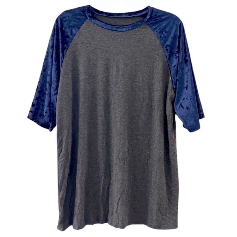 Women’s Blue & Grey Velvet Tee Shirt Dress Pajamas